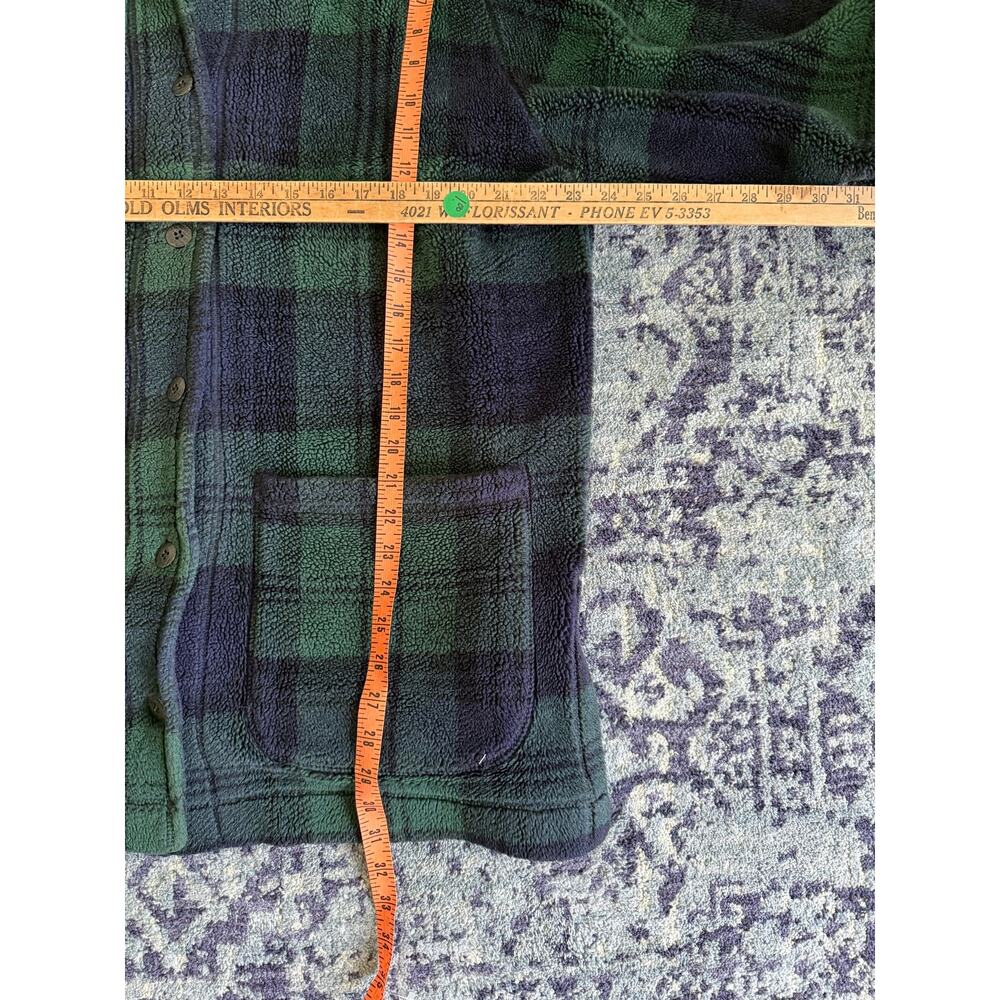 L.L. Bean Men’s Green/Navy Plaid Shacket Button-Down Chore Fleece Outdoors- L - Picture 8 of 9